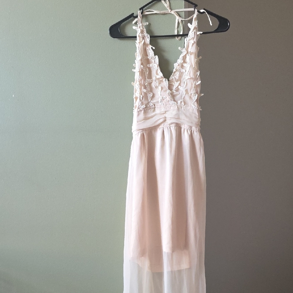 Tea n Cup Cream Backless Dress